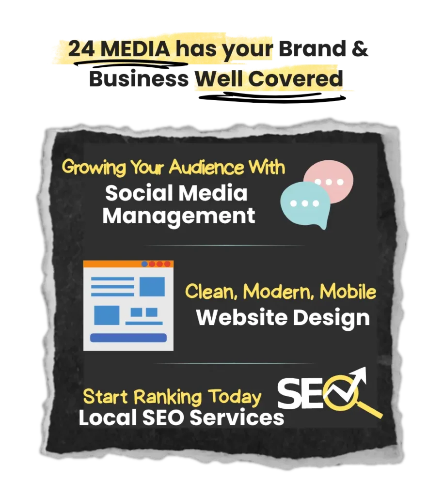 24 Media digital marketing services — social media management, mobile-friendly website design, and local SEO to grow your business online.